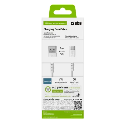 SBS - Kábel USB-A/Micro USB, 5 W, 1 m, biela