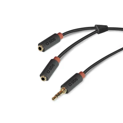 SBS - Audio rozbočovací kábel 3.5mm jack, červená