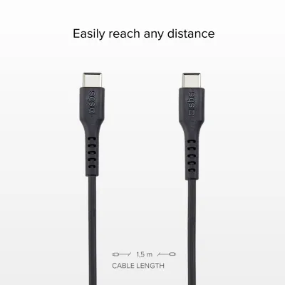 SBS - Kábel USB-C/USB-C, 25 W, 1,5 m, čierna