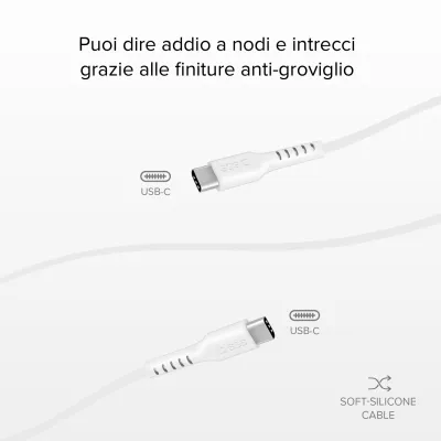 SBS - Kábel USB-C/USB-C, 25 W, Power Delivery, 1,5 m, biela