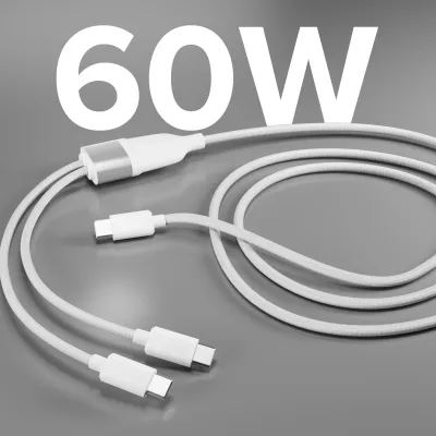 SBS - Rozdeľovací kábel 3x USB-C, 60 W, 1,5 m, biela