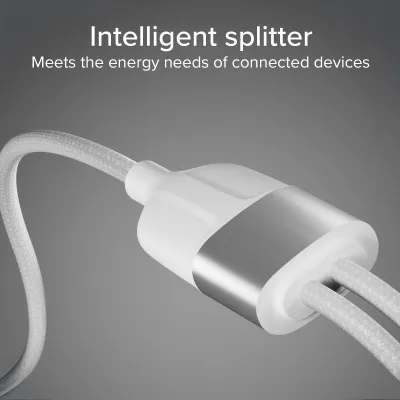 SBS - Rozdeľovací kábel 3x USB-C, 60 W, 1,5 m, biela