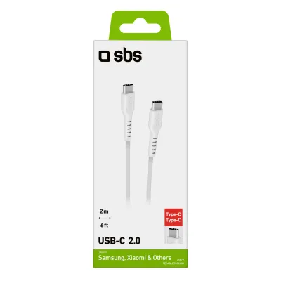 SBS - Kábel USB-C/USB-C, 25 W, 2 m, biela