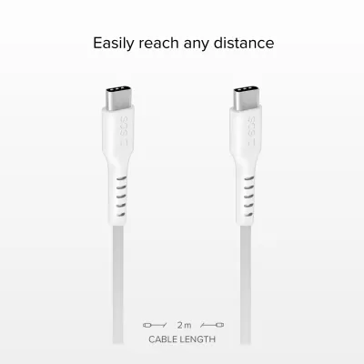 SBS - Kábel USB-C/USB-C, 25 W, 2 m, biela