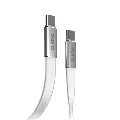 SBS - Kábel Slim USB-C/USB-C, 60 W, 1 m, biela