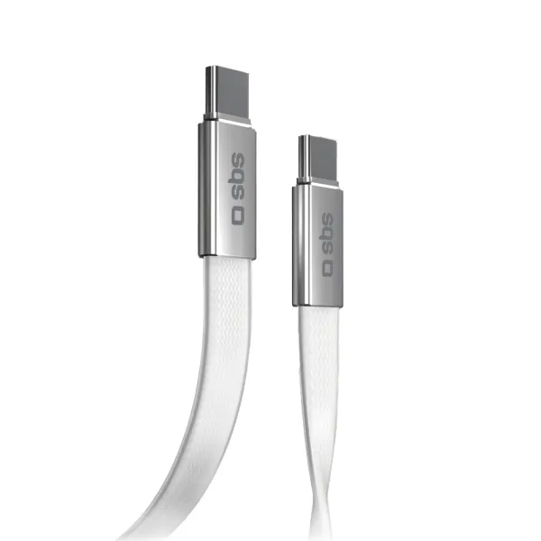 SBS - Kábel Slim USB-C/USB-C, 60 W, 1 m, biela