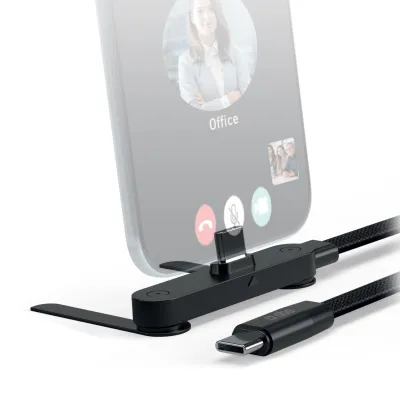 SBS - Kábel USB-C s funkciou stojanu, otočný konektor, 60 W, 1 m, čierna