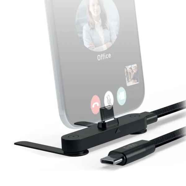 SBS - Kábel USB-C s funkciou stojanu, otočný konektor, 60 W, 1 m, čierna