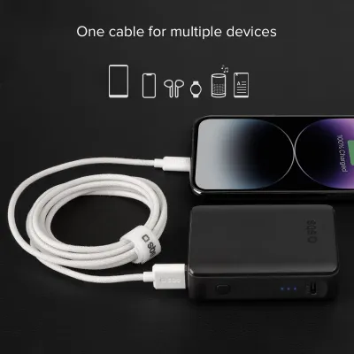 SBS - Kábel USB-A/MFI Lightning, 10 W, opletený, 1,5 m, biela