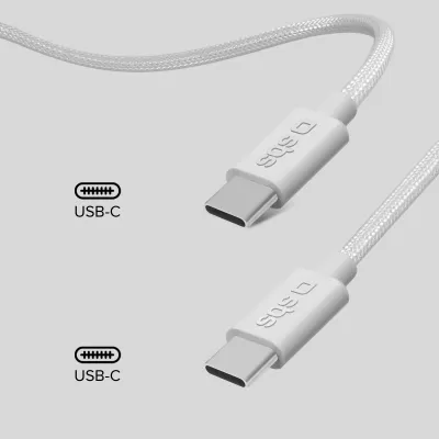 SBS - Kábel USB-C/USB-C, 240 W, PD, High Speed, opletený, biela