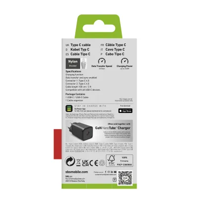 SBS - Kábel USB-C/USB-C, 240 W, PD, High Speed, opletený, biela