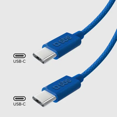 SBS - Kábel USB-C/USB-C, 60 W, Power Delivery, 1,5 m, modrá