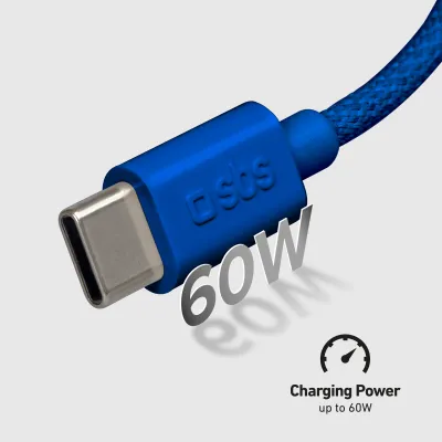 SBS - Kábel USB-C/USB-C, 60 W, Power Delivery, 1,5 m, modrá