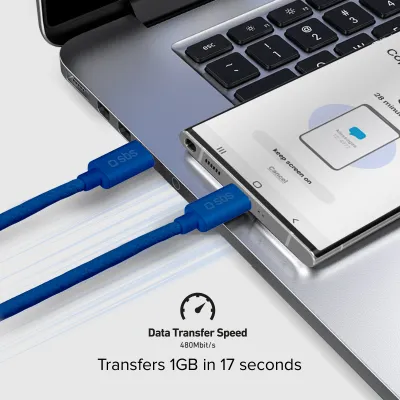 SBS - Kábel USB-C/USB-C, 60 W, Power Delivery, 1,5 m, modrá