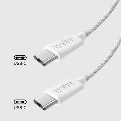 SBS - Kábel USB-C/USB-C, 60 W, Power Delivery, opletený, 1,5 m, šedá