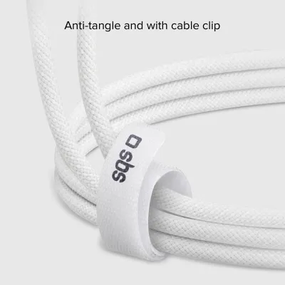 SBS - Kábel USB-C/USB-C, 60 W, Power Delivery, opletený, 1,5 m, šedá