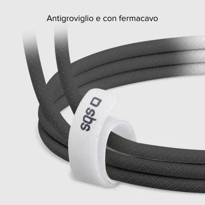 SBS - Kábel USB-C/USB-C, 60 W, Power Delivery, 1,5 m, čierna
