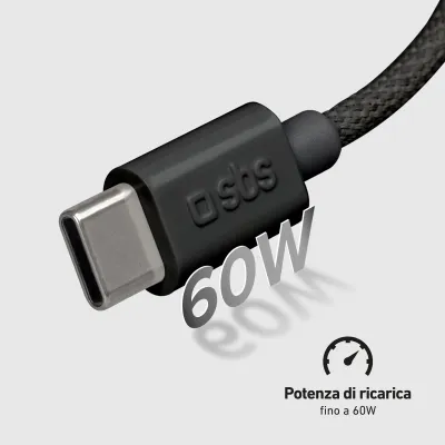 SBS - Kábel USB-C/USB-C, 60 W, Power Delivery, 1,5 m, čierna