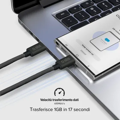 SBS - Kábel USB-C/USB-C, 60 W, Power Delivery, 1,5 m, čierna