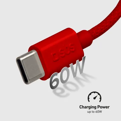 SBS - Kábel USB-C/USB-C, 60 W, Power Delivery, 1,5 m, červená