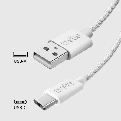 SBS - Kábel USB-C/USB-A, 10 W, opletený, 1,5 m, šedá