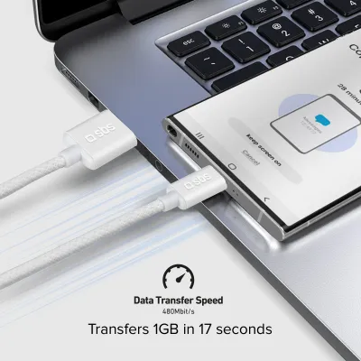 SBS - Kábel USB-C/USB-A, 10 W, opletený, 1,5 m, šedá