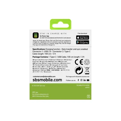SBS - Kábel USB-C/USB-A, 18 W, 1 m, čierna
