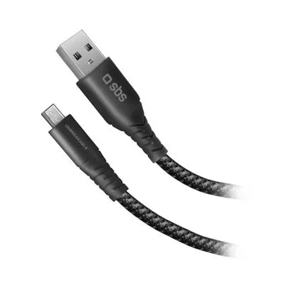 SBS - Kábel USB-A/Micro USB, 5 W, UNBREAKABLE, z aramidového vlákna, 1 m, čierna