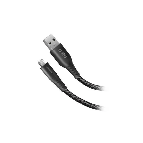 SBS - Kábel USB-A/Micro USB, 5 W, UNBREAKABLE, z aramidového vlákna, 1 m, čierna