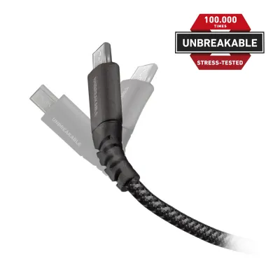 SBS - Kábel USB-A/Micro USB, 5 W, UNBREAKABLE, z aramidového vlákna, 1 m, čierna