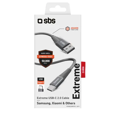 SBS - Kábel USB-C/USB-A, 18 W, Extreme, 1,5 m, šedá