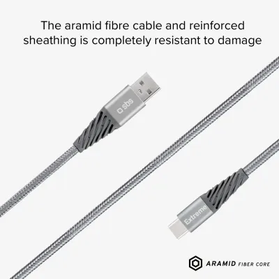 SBS - Kábel USB-C/USB-A, 18 W, Extreme, 1,5 m, šedá
