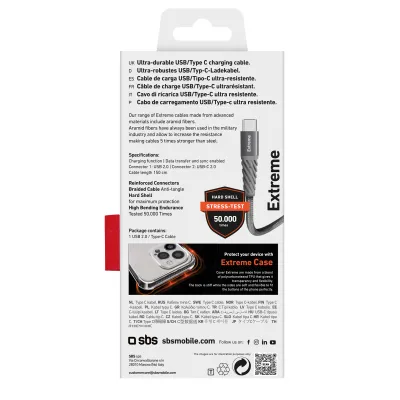 SBS - Kábel USB-C/USB-A, 18 W, Extreme, 1,5 m, šedá
