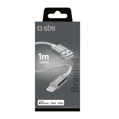 SBS - Kábel USB-A/MFI Lightning, 10 W, 1 m, strieborná