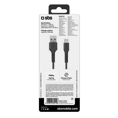 SBS - Kábel USB-A/MFI Lightning, 10 W, 1 m, čierna