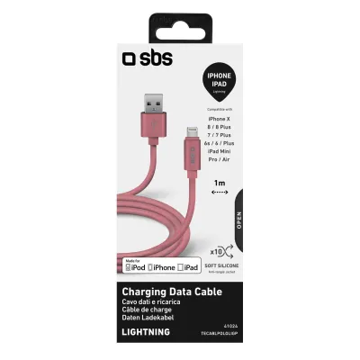 SBS - Kábel USB-A/MFI Lightning, Polo, silikónový 10 W, 1 m, ružová