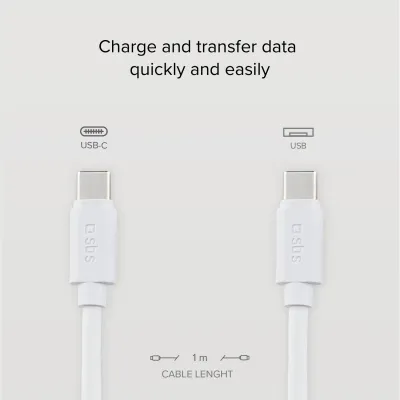 SBS - Kábel USB-C/USB-C, 25 W, Powe Delivery, Polo, silikónový, 1,5 m, biela