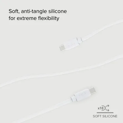 SBS - Kábel USB-C/USB-C, 25 W, Powe Delivery, Polo, silikónový, 1,5 m, biela