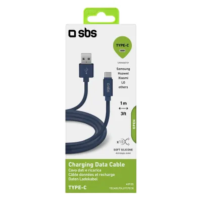 SBS - Kábel Polo USB-C/USB-A, 18 W, Polo, silikónový, 1 m, modrá