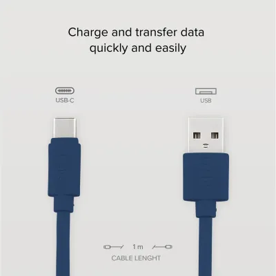 SBS - Kábel Polo USB-C/USB-A, 18 W, Polo, silikónový, 1 m, modrá