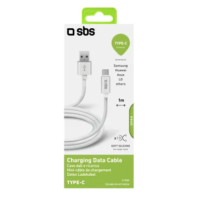 SBS - Kábel Polo USB-C/USB-A, 18 W, Polo, silikónový, 1 m, biela