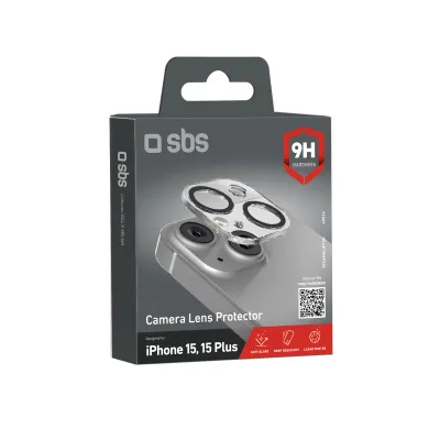 SBS - Ochranný kryt objektívu pre iPhone 15/15 Plus, čierna
