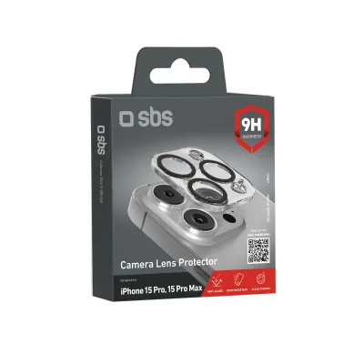 SBS - Ochranný kryt objektívu pre iPhone 15 Pro/15 Pro Max, čierna