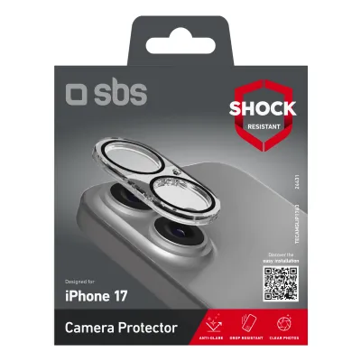 SBS - Ochranný kryt objektívu pre iPhone 17, čierna