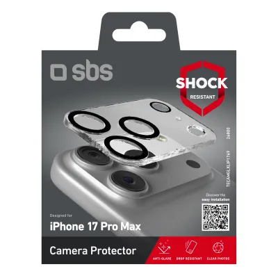 SBS - Ochranný kryt objektívu Full pre iPhone 17 Pro Max, čierna