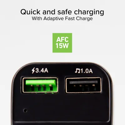 SBS - Autoadaptér FM 2x USB-A, AFC, 15 W, čierna