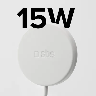 SBS - Univerzálna magnetická bezdrôtová nabíjačka, 15 W, biela