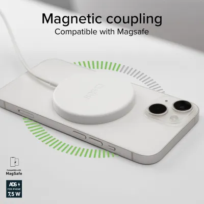 SBS - Univerzálna magnetická bezdrôtová nabíjačka, 15 W, biela