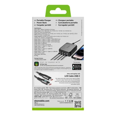 SBS - Nabíjacia stanica 200 W GaN, PD, čierna