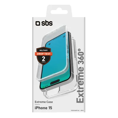 SBS - Puzdro 360 pre iPhone 15, transparentná
